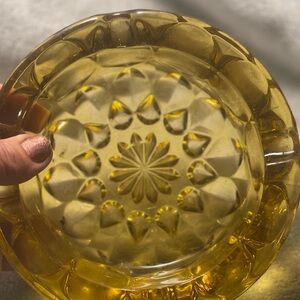 Vtg Anker Hocking Honey Amber colored large ASH TRAY.